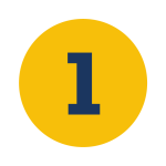 Blue #1 in yellow circle