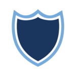 dark blue shield with light blue outline